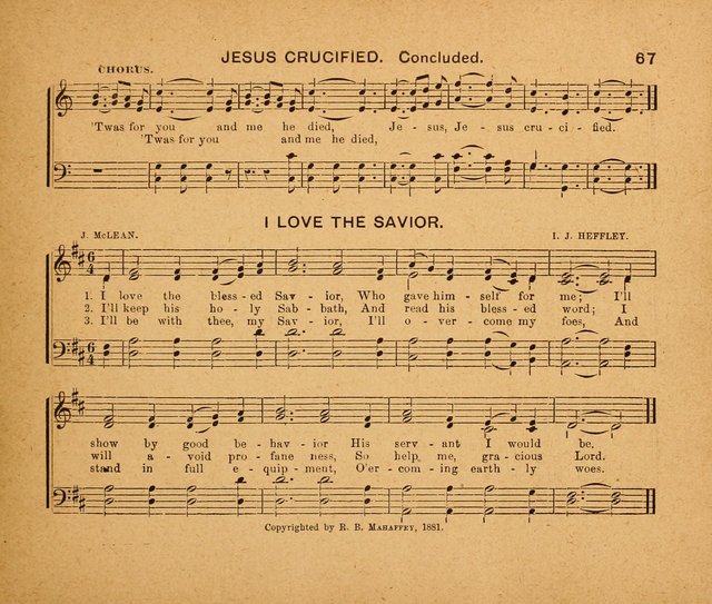 Sabbath Carols: a compilation of original, new, and beautiful music specially adapted for the Sabbath School (also an excellent book for Praise Meetings, Social Gatherings, and the Home Circle) page 67