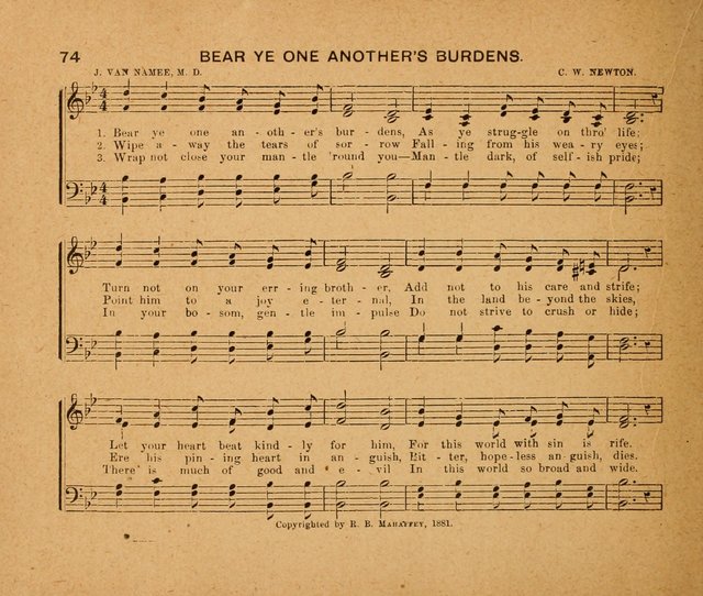 Sabbath Carols: a compilation of original, new, and beautiful music specially adapted for the Sabbath School (also an excellent book for Praise Meetings, Social Gatherings, and the Home Circle) page 74