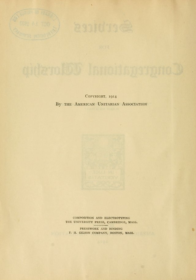 Services for Congregational Worship. The New Hymn and Tune Book page viii