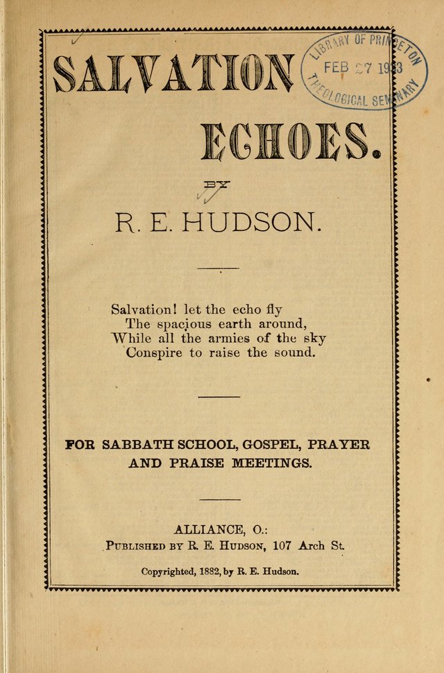 Salvation Echoes: for Sabbath School, Gospel, Prayer and Praise Meetings page 1