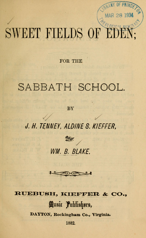 Sweet Fields of Eden: for the Sabbath School page 1