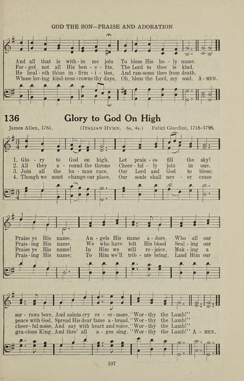 Service Hymnal: with responsive readings, appropriate for all Protestant religious activities page 99