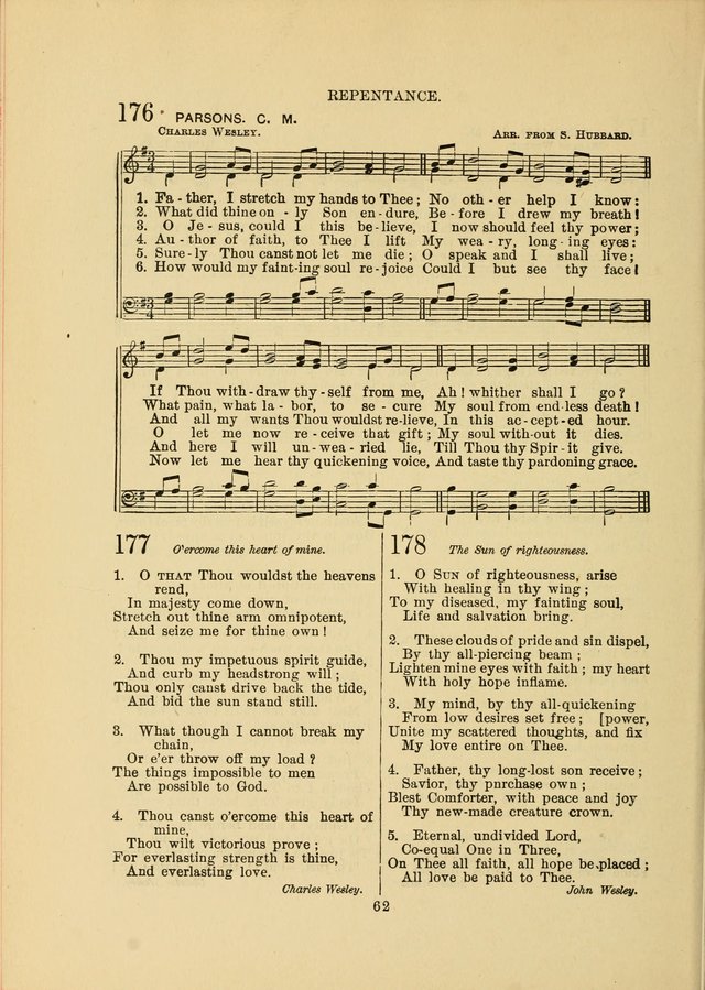 Sacred Hymns and Tunes: designed to be used by the Wesleyan Methodist Connection (or Church) of America page 62