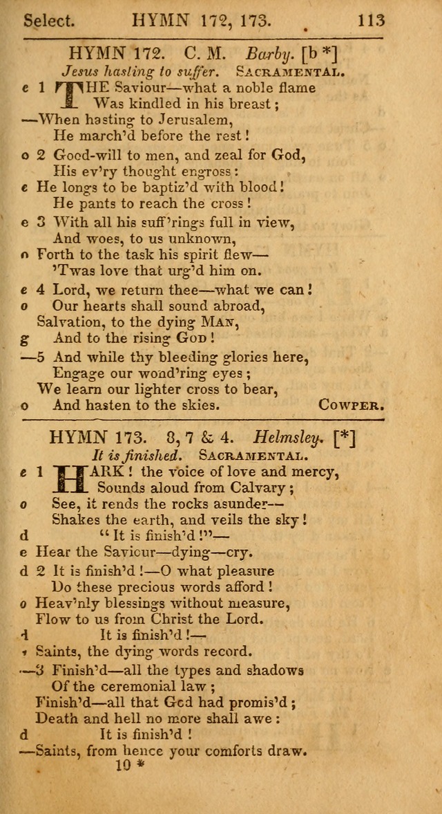 Select Hymns: the third part of Christian Psalmody; with directions for musical expression (Stereotype ed.) page 113