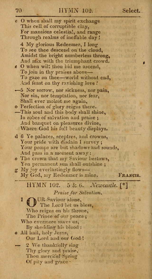 Select Hymns: the third part of Christian Psalmody; with directions for musical expression (Stereotype ed.) page 70