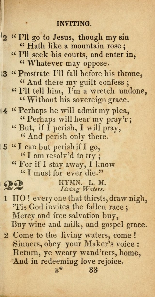 Sacred lyrics, or Select hymns: particularly adapted to revivals of religion, and intended as a supplement to Watts.  page 33