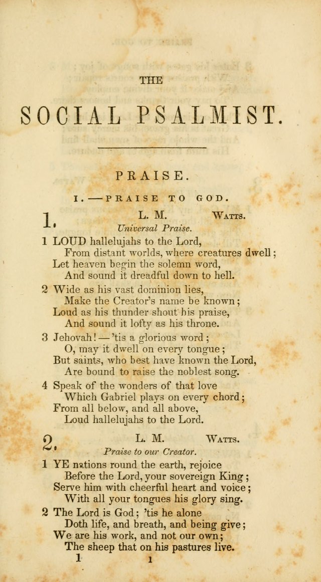 The Social Psalmist: a new selection of hymns for conference meetings and family worship page 1