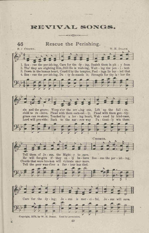 Salvation Songs: A collection of Songs and Hymns adapted to the needs of Revivals, Sabbath Schools, and Gospel Meetings Generally page 49