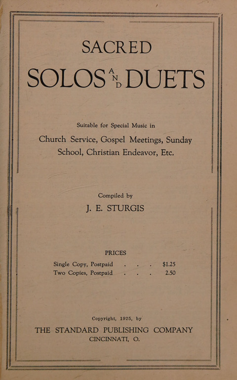 Sacred Solos and Duets: suitable for special music in church service, gospel meetings, Sunday school, Christian Endeavor, etc. page iv