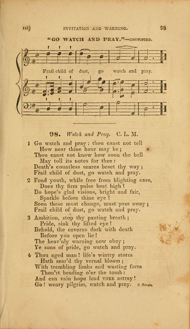 Sacred Songs for Family and Social Worship: comprising the most approved spiritual hymns with chaste and popular tunes page 113
