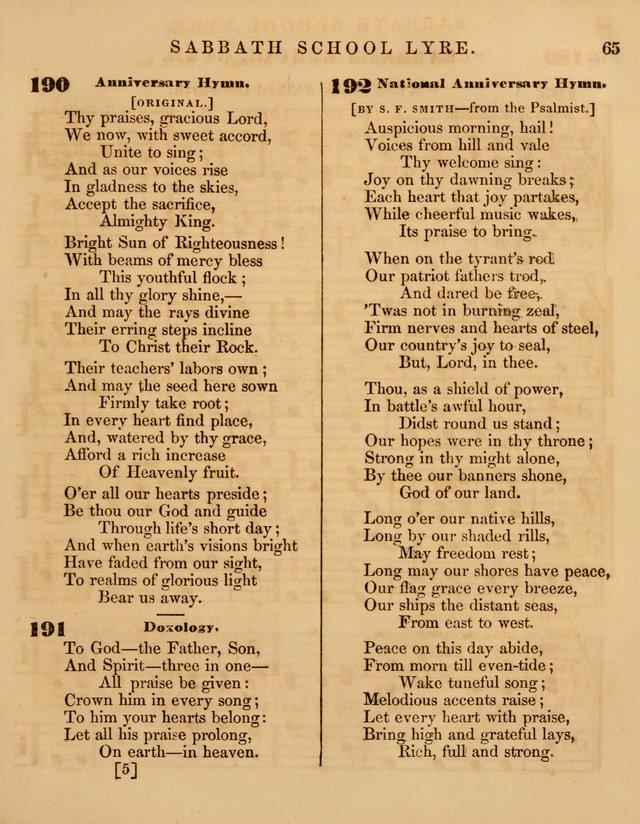 The Sabbath School Lyre: a collection of hymns and music, original and selected, for general use in sabbath schools page 65