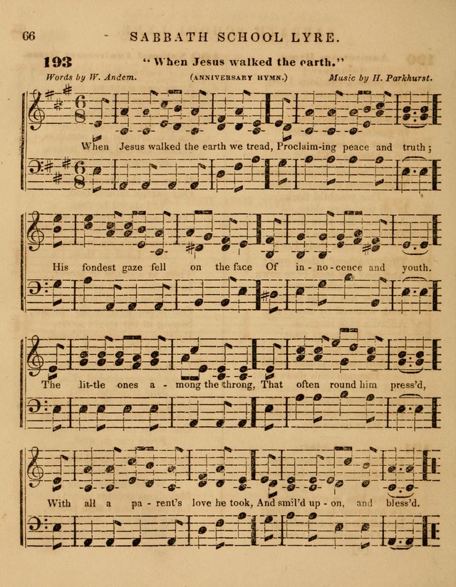 The Sabbath School Lyre: a collection of hymns and music, original and selected, for general use in sabbath schools page 66