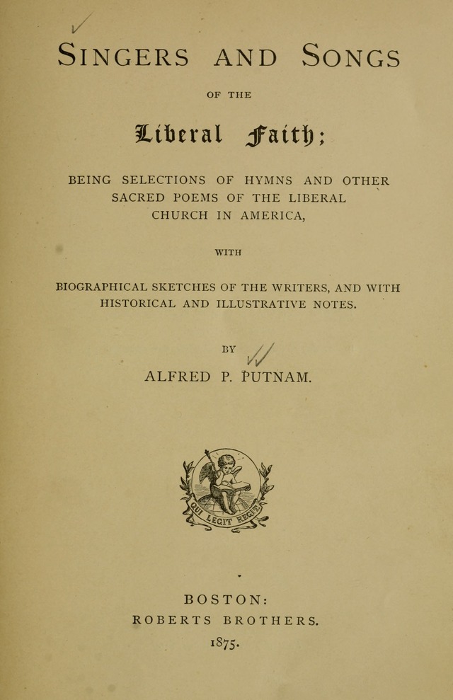 Singers and Songs of the Liberal Faith page ix