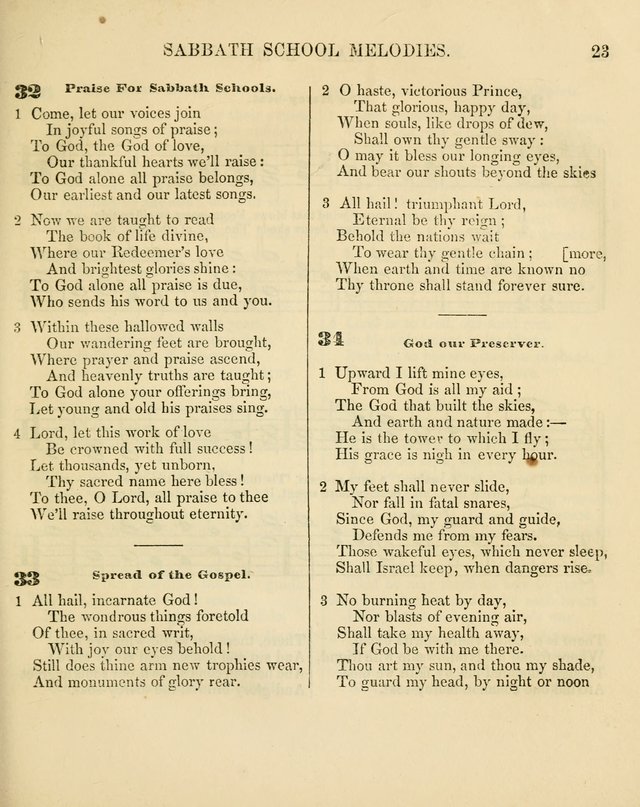 The Sabbath School Melodist: being a selection of hymns with appropriate music; for the use of Sabbath schools, families and social meetings page 23