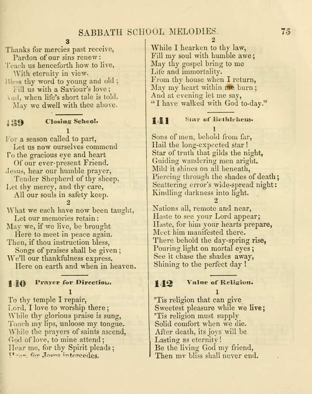 The Sabbath School Melodist: being a selection of hymns with appropriate music; for the use of Sabbath schools, families and social meetings page 75