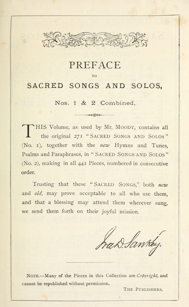 Sacred Songs & Solos: Nos 1. and 2. Combined page vi