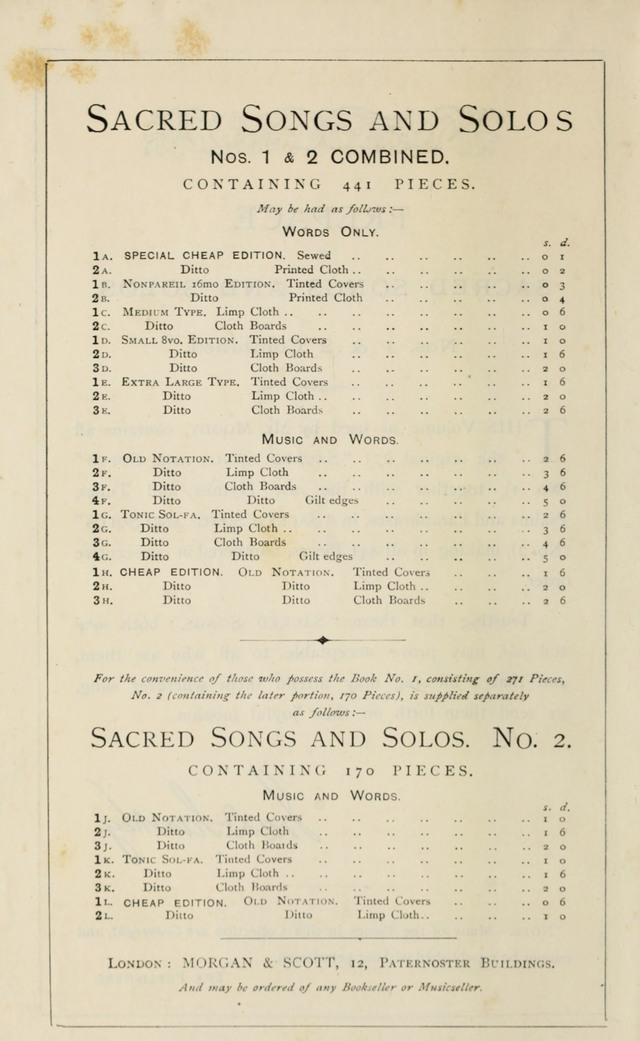 Sacred Songs & Solos: Nos 1. and 2. Combined page vii