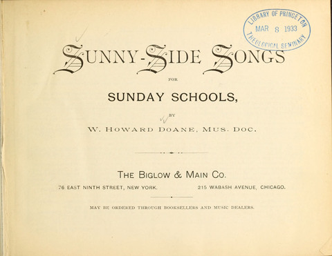 Sunny-Side Songs for Sunday Schools page 1