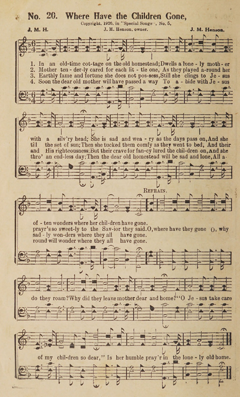 Silver Strains: our 1926 book for Sunday-schools, singing schools, revivals, conventions, and general use in all religious gatherings page 22
