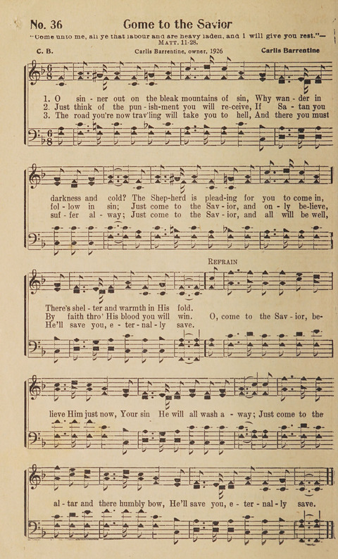 Silver Strains: our 1926 book for Sunday-schools, singing schools, revivals, conventions, and general use in all religious gatherings page 38