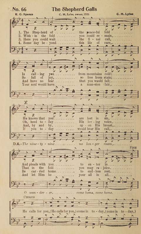 Silver Strains: our 1926 book for Sunday-schools, singing schools, revivals, conventions, and general use in all religious gatherings page 68