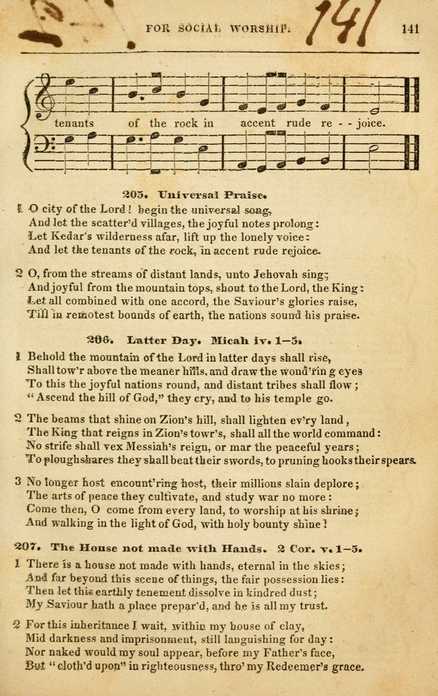 Spiritual Songs for Social Worship: adapted to the use of families and private circles in seasons of rivival, to missionary meetings, to the monthly concert, and to other occasions of special interest page 141