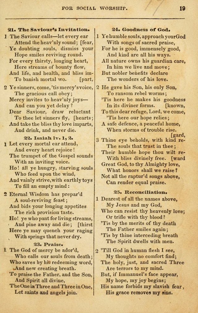 Spiritual Songs for Social Worship: adapted to the use of families and private circles in seasons of rivival, to missionary meetings, to the monthly concert, and to other occasions of special interest page 19