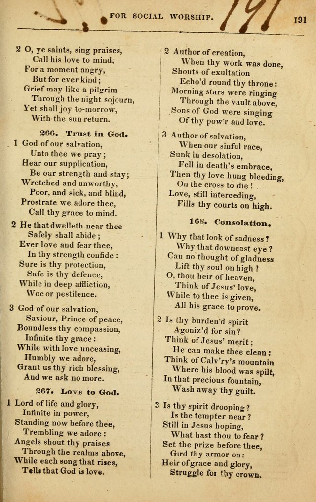 Spiritual Songs for Social Worship: adapted to the use of families and private circles in seasons of rivival, to missionary meetings, to the monthly concert, and to other occasions of special interest page 191
