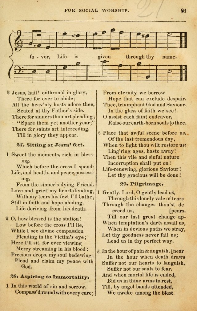Spiritual Songs for Social Worship: adapted to the use of families and private circles in seasons of rivival, to missionary meetings, to the monthly concert, and to other occasions of special interest page 21
