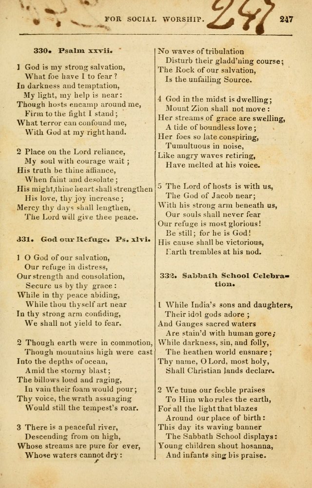 Spiritual Songs for Social Worship: adapted to the use of families and private circles in seasons of rivival, to missionary meetings, to the monthly concert, and to other occasions of special interest page 247