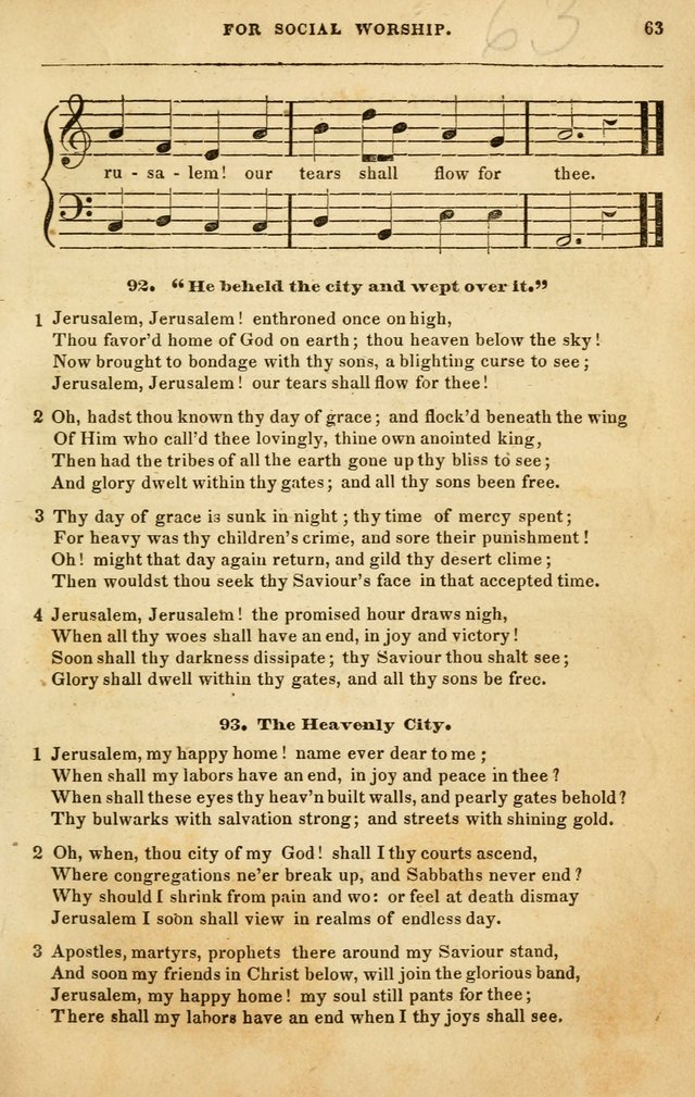 Spiritual Songs for Social Worship: adapted to the use of families and private circles in seasons of rivival, to missionary meetings, to the monthly concert, and to other occasions of special interest page 63