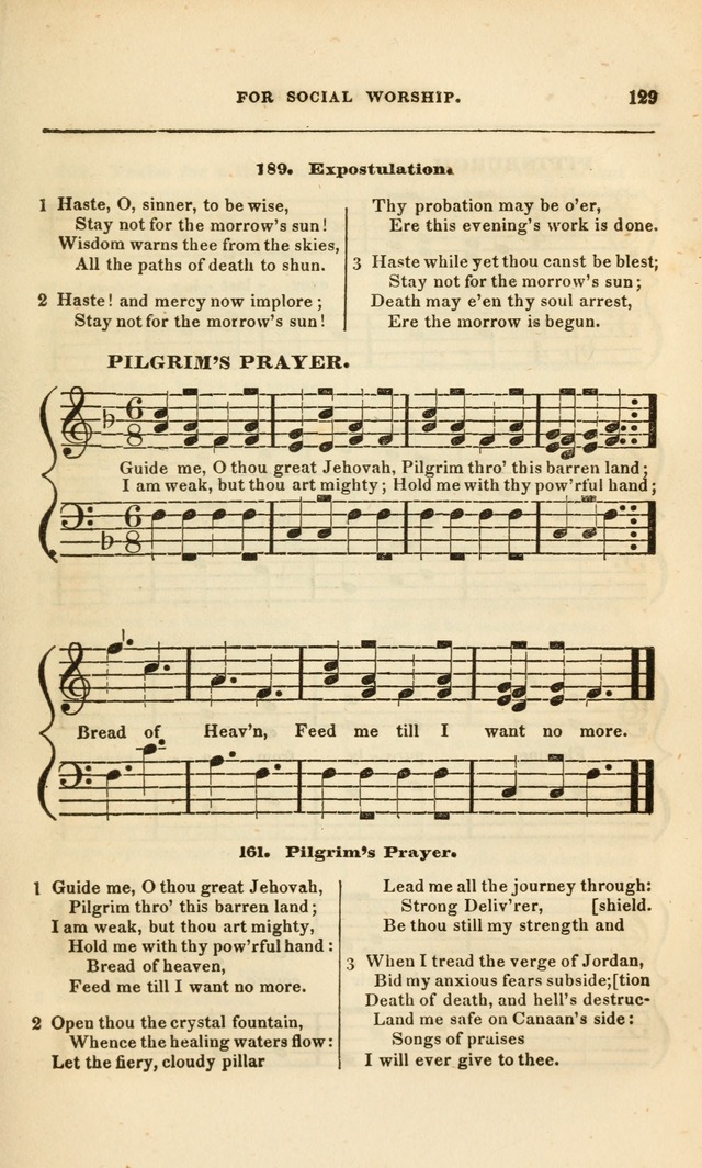 Spiritual Songs for Social Worship: adapted to the use of families and private circles, to missinary meetings, to monthly concert, and to other occasions of special interest.(Rev. and Enl. Ed.) page 129