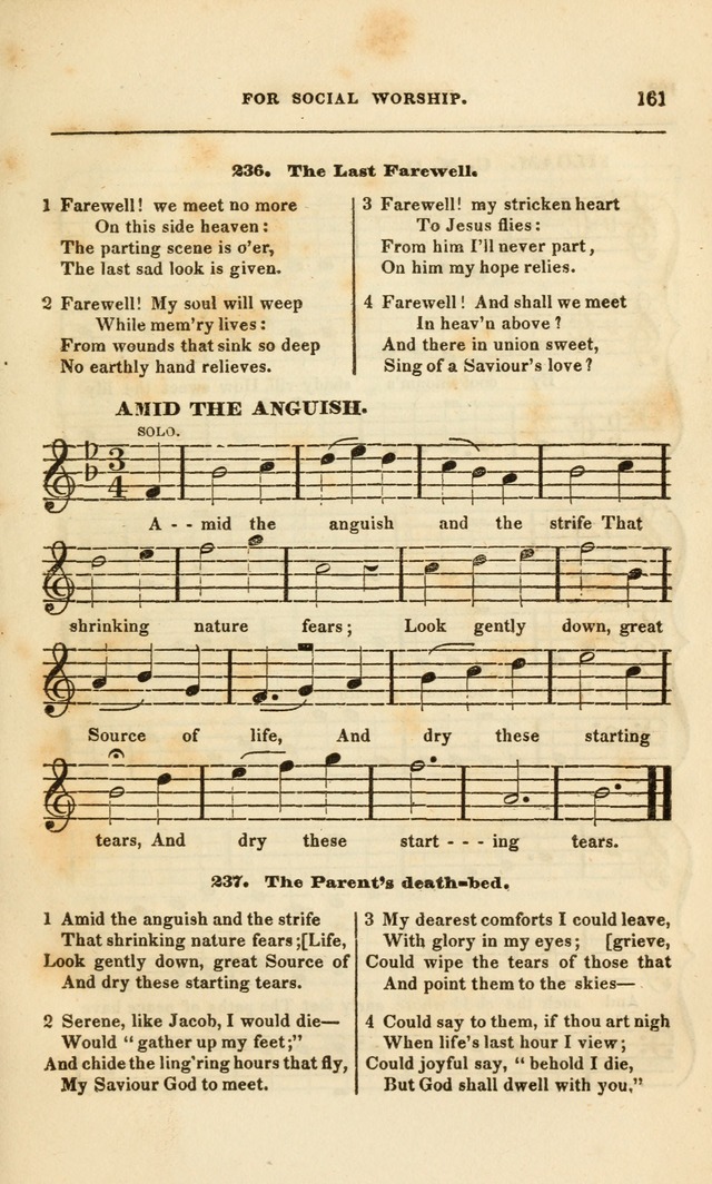 Spiritual Songs for Social Worship: adapted to the use of families and private circles, to missinary meetings, to monthly concert, and to other occasions of special interest.(Rev. and Enl. Ed.) page 161