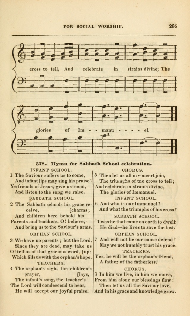 Spiritual Songs for Social Worship: adapted to the use of families and private circles, to missinary meetings, to monthly concert, and to other occasions of special interest.(Rev. and Enl. Ed.) page 285