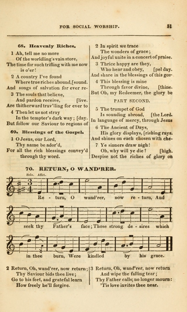 Spiritual Songs for Social Worship: adapted to the use of families and private circles, to missinary meetings, to monthly concert, and to other occasions of special interest.(Rev. and Enl. Ed.) page 51