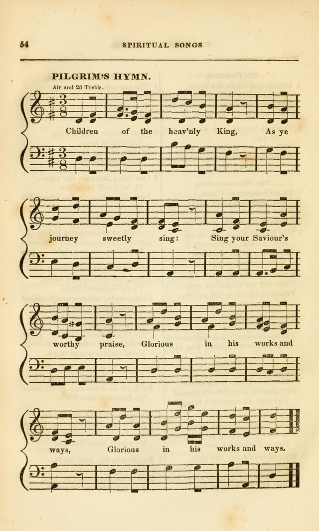 Spiritual Songs for Social Worship: adapted to the use of families and private circles, to missinary meetings, to monthly concert, and to other occasions of special interest.(Rev. and Enl. Ed.) page 54