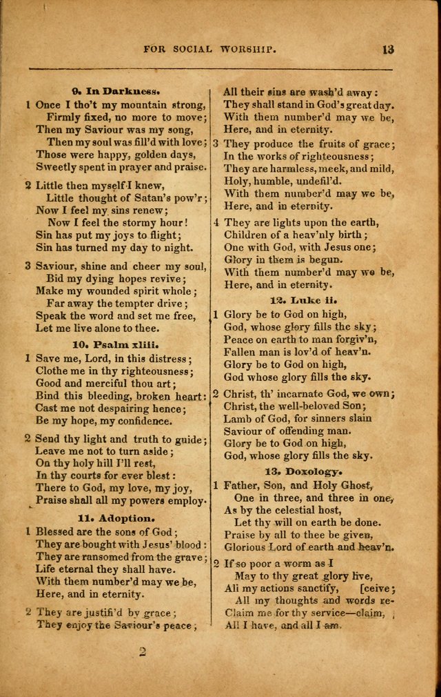 Spiritual Songs for Social Worship: adapted to the use of families and private circles in seasons of revival, to missionary meetings, to the monthly concert, and to other occasions... (3rd ed.) page 13
