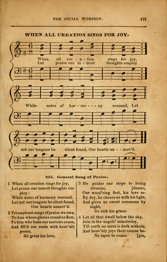 Spiritual Songs for Social Worship: adapted to the use of families and private circles in seasons of revival, to missionary meetings, to the monthly concert, and to other occasions... (3rd ed.) page 151
