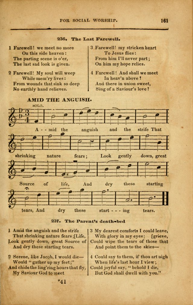 Spiritual Songs for Social Worship: adapted to the use of families and private circles in seasons of revival, to missionary meetings, to the monthly concert, and to other occasions... (3rd ed.) page 161
