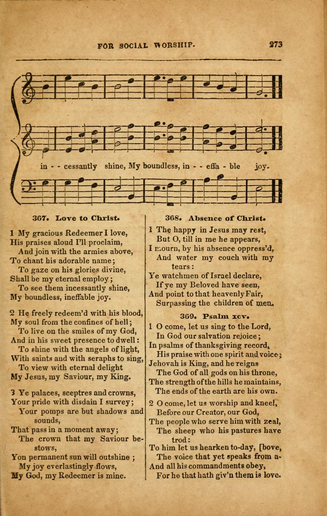 Spiritual Songs for Social Worship: adapted to the use of families and private circles in seasons of revival, to missionary meetings, to the monthly concert, and to other occasions... (3rd ed.) page 273