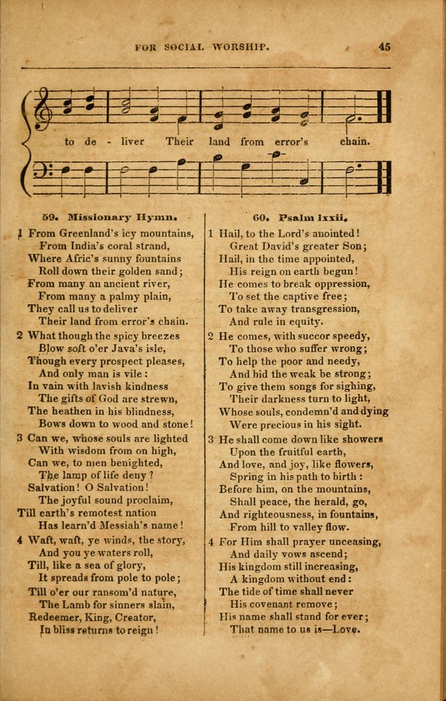 Spiritual Songs for Social Worship: adapted to the use of families and private circles in seasons of revival, to missionary meetings, to the monthly concert, and to other occasions... (3rd ed.) page 45
