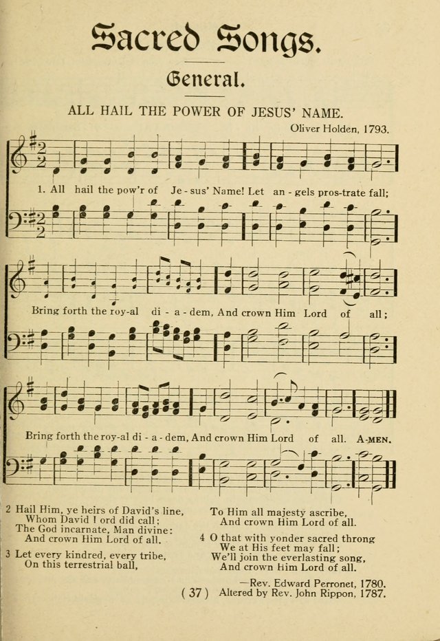 Sacred Songs: for use in inner mission work and church societies page 37