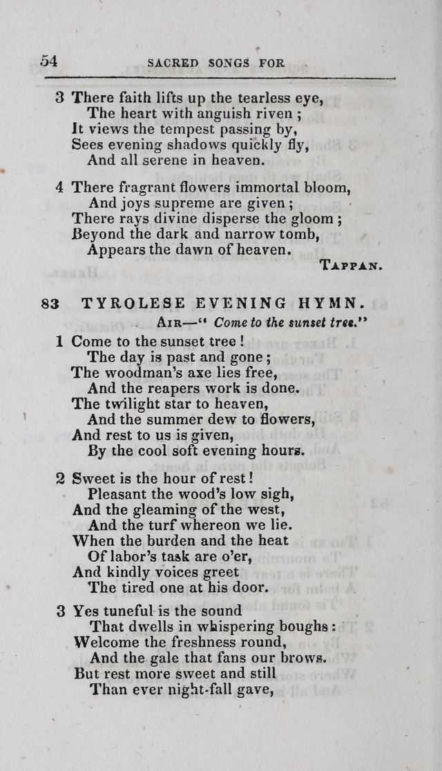 A Selection of Sacred Songs: for the use of schools and academies page 54