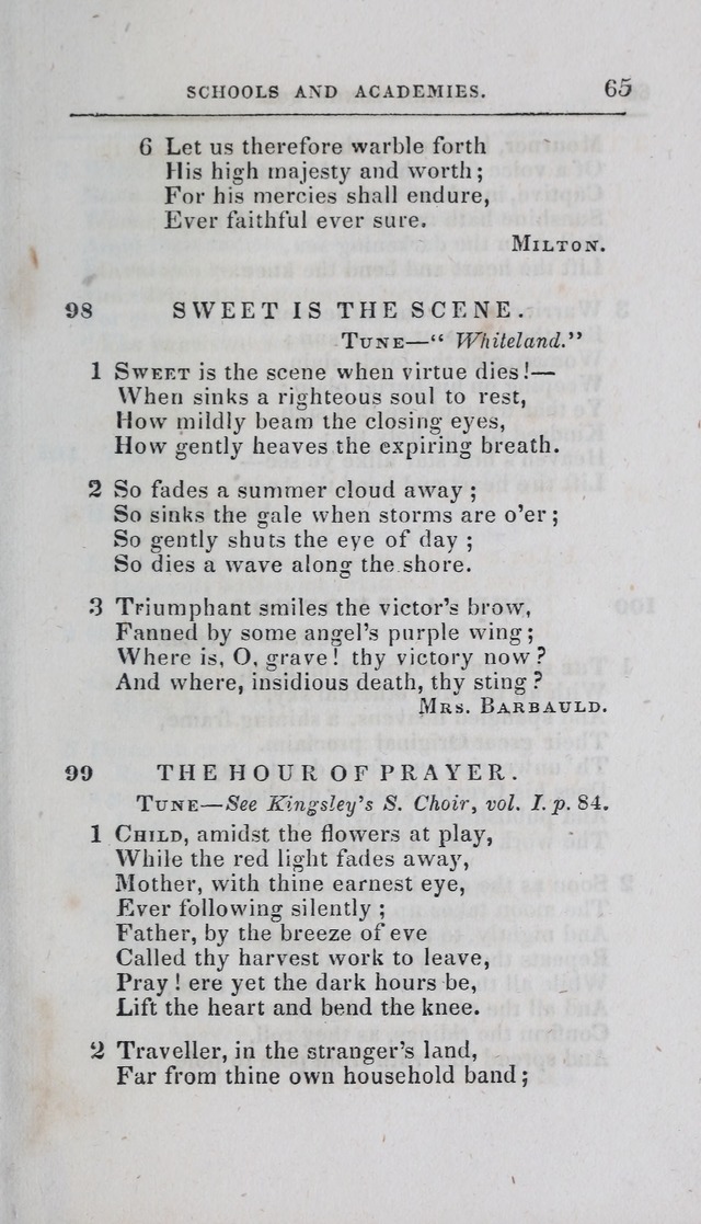 A Selection of Sacred Songs: for the use of schools and academies page 65