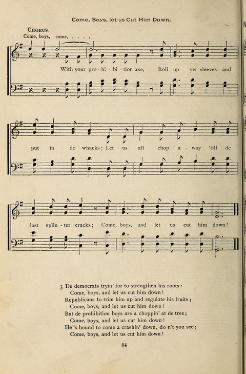 Silver Tones: a new temperance and prohibition song book, containing the most popular songs sung by The Silver Lake Quartette page 84