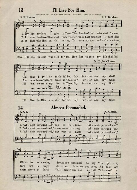 Sweeter Than All Songs: containing many new songs, a number of the popular songs of to-day, with many familiar hymns; for all occasions of Christian work and worship  page 12