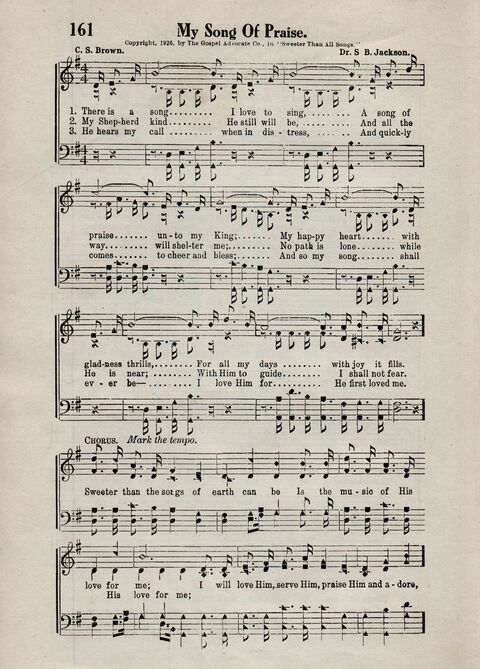 Sweeter Than All Songs: containing many new songs, a number of the popular songs of to-day, with many familiar hymns; for all occasions of Christian work and worship  page 148