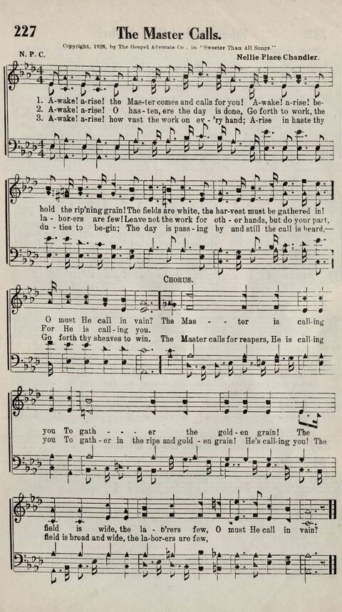 Sweeter Than All Songs: containing many new songs, a number of the popular songs of to-day, with many familiar hymns; for all occasions of Christian work and worship  page 209