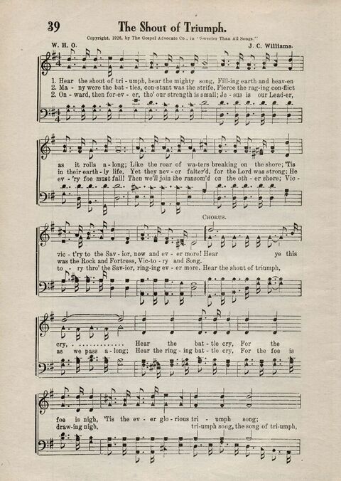 Sweeter Than All Songs: containing many new songs, a number of the popular songs of to-day, with many familiar hymns; for all occasions of Christian work and worship  page 34