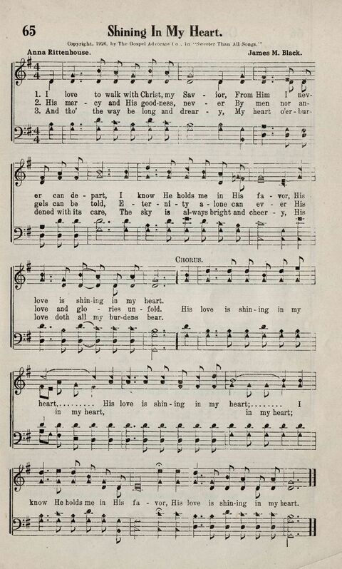 Sweeter Than All Songs: containing many new songs, a number of the popular songs of to-day, with many familiar hymns; for all occasions of Christian work and worship  page 57